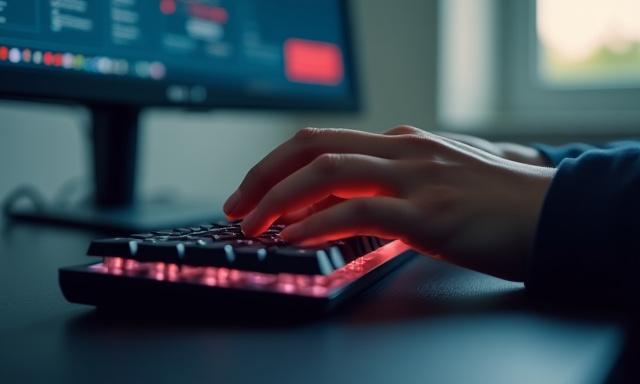 Professional technician configuring security software on a clean workstation